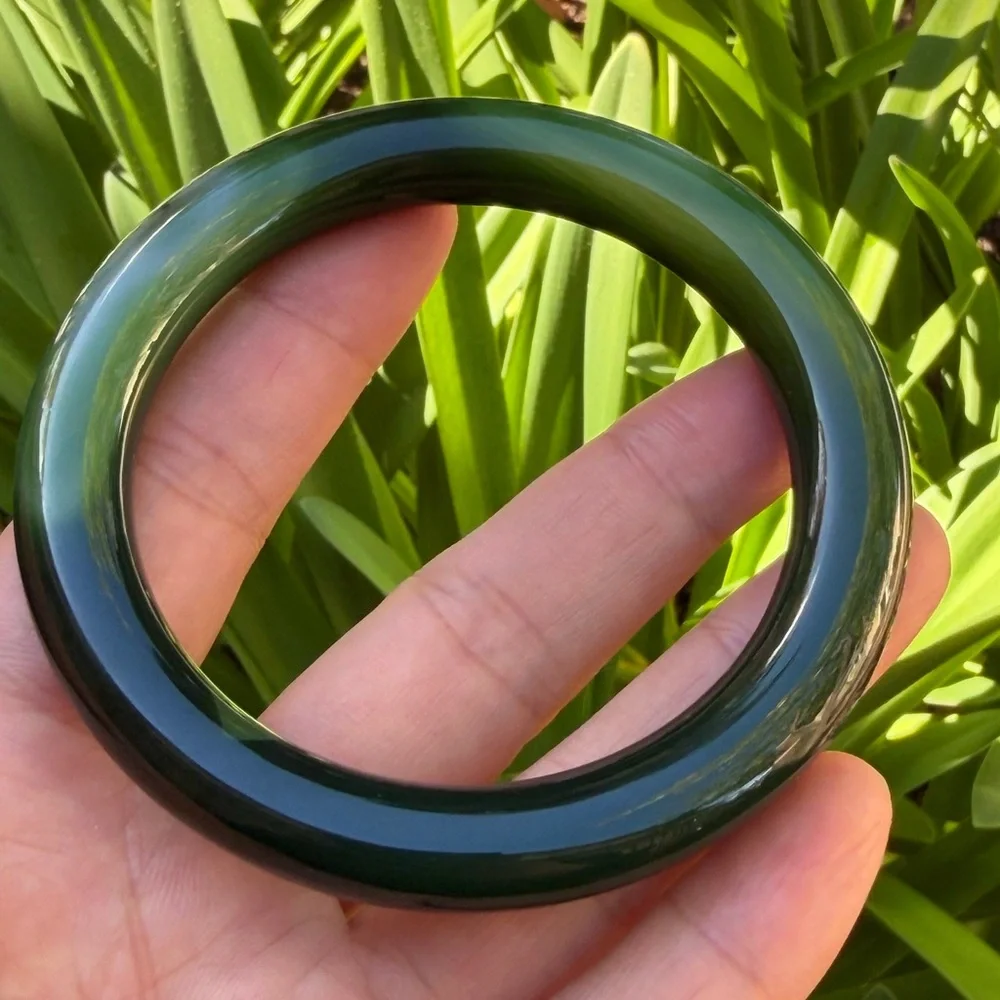 60mm inner diameter green‎ agate bangle 0355